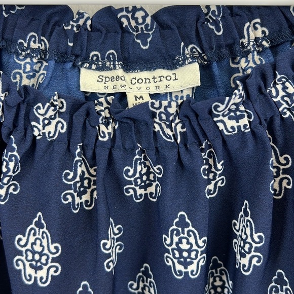 Speed Control Boho Dress Women’s Sz M Navy/Brown/Gold 100% Polyester Like New - Picture 2 of 11